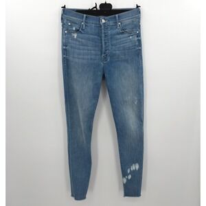 MOTHER‎ The Stunner Ankle Fray Jeans Graffiti Girl Distressed Bleached Size 28